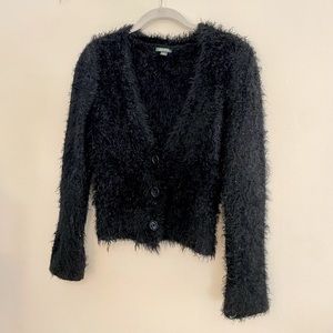 Fuzzy crop cardigan